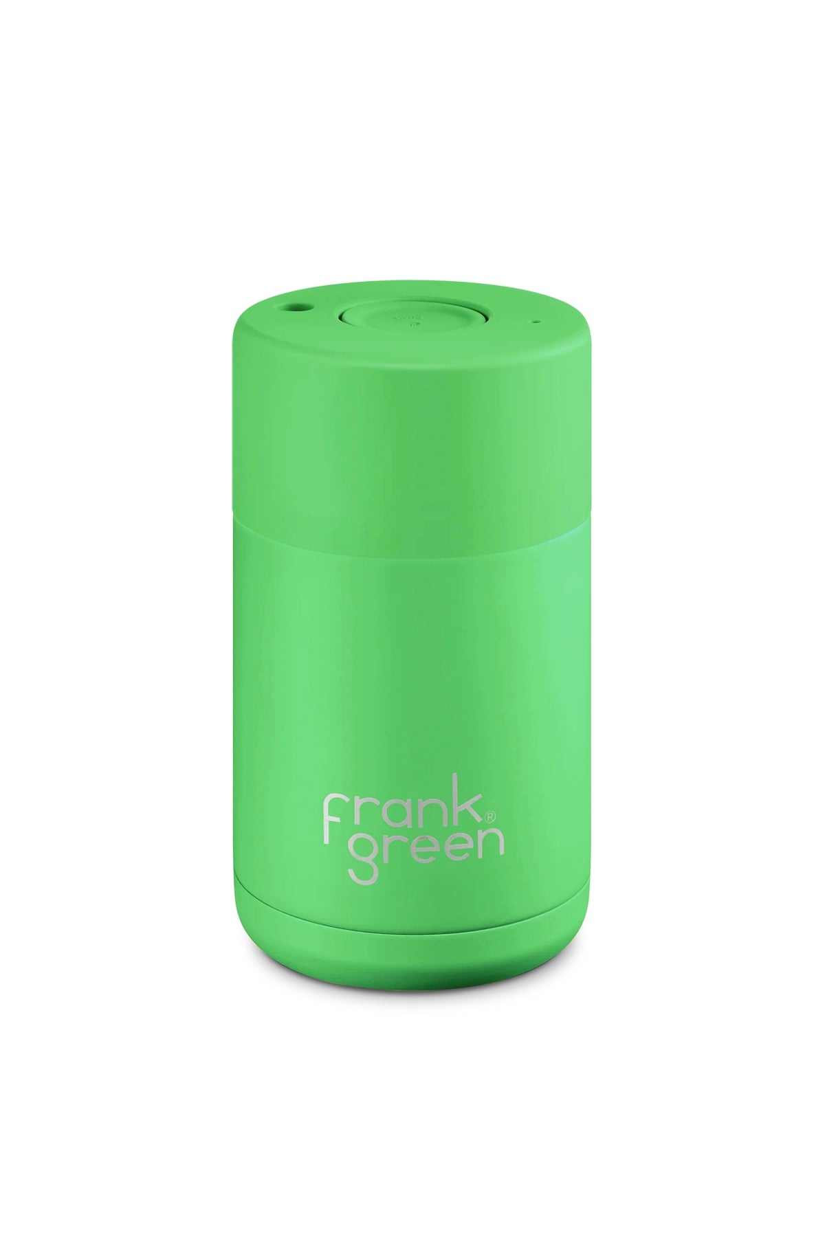 10oz Ceramic Reusable Cup Neon Green With Push Button Lid