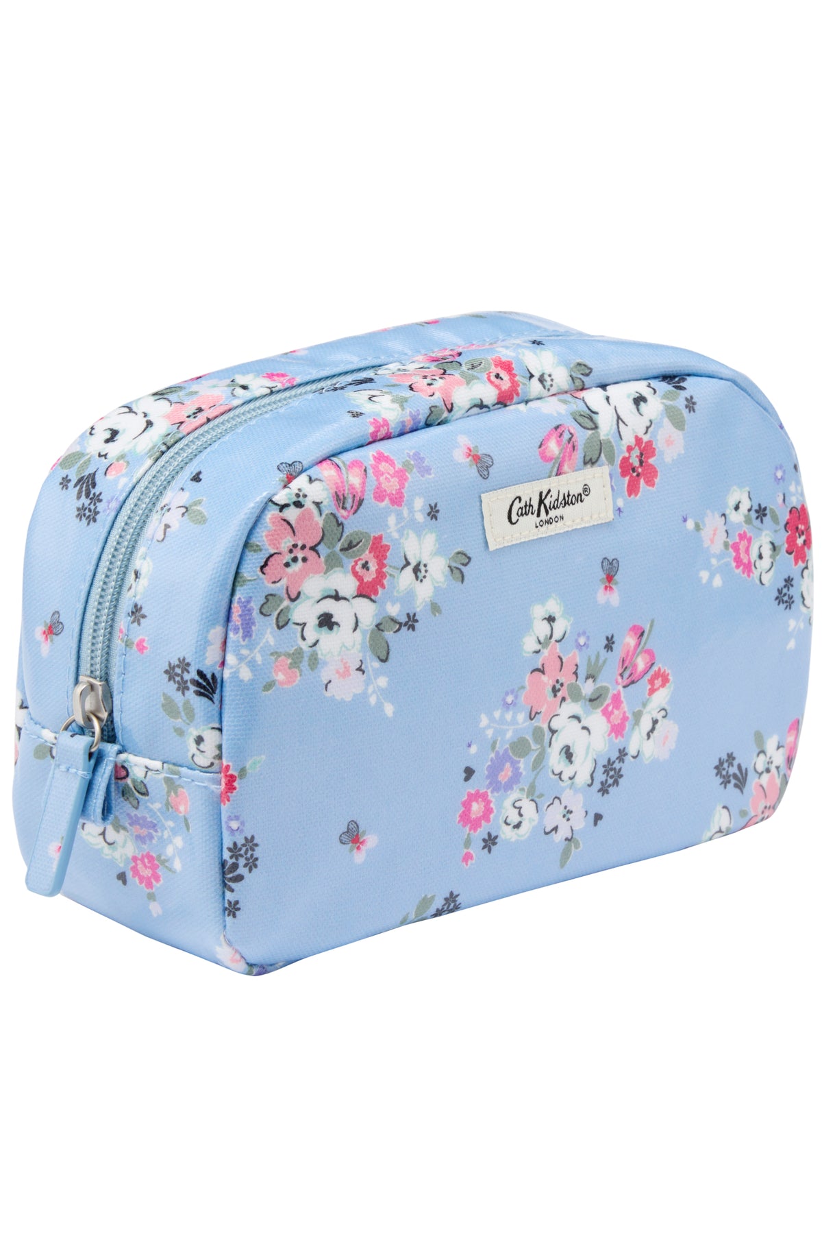 Cosmetic Bag Pale Blue With Flowers