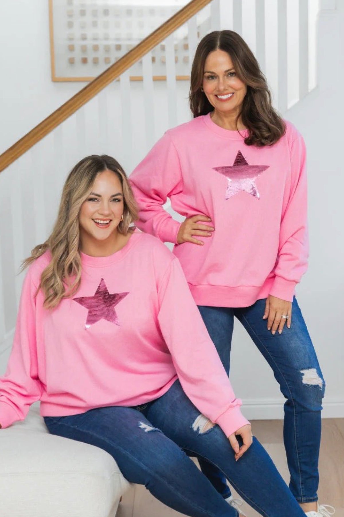 Sequin Cotton Sweater Blush