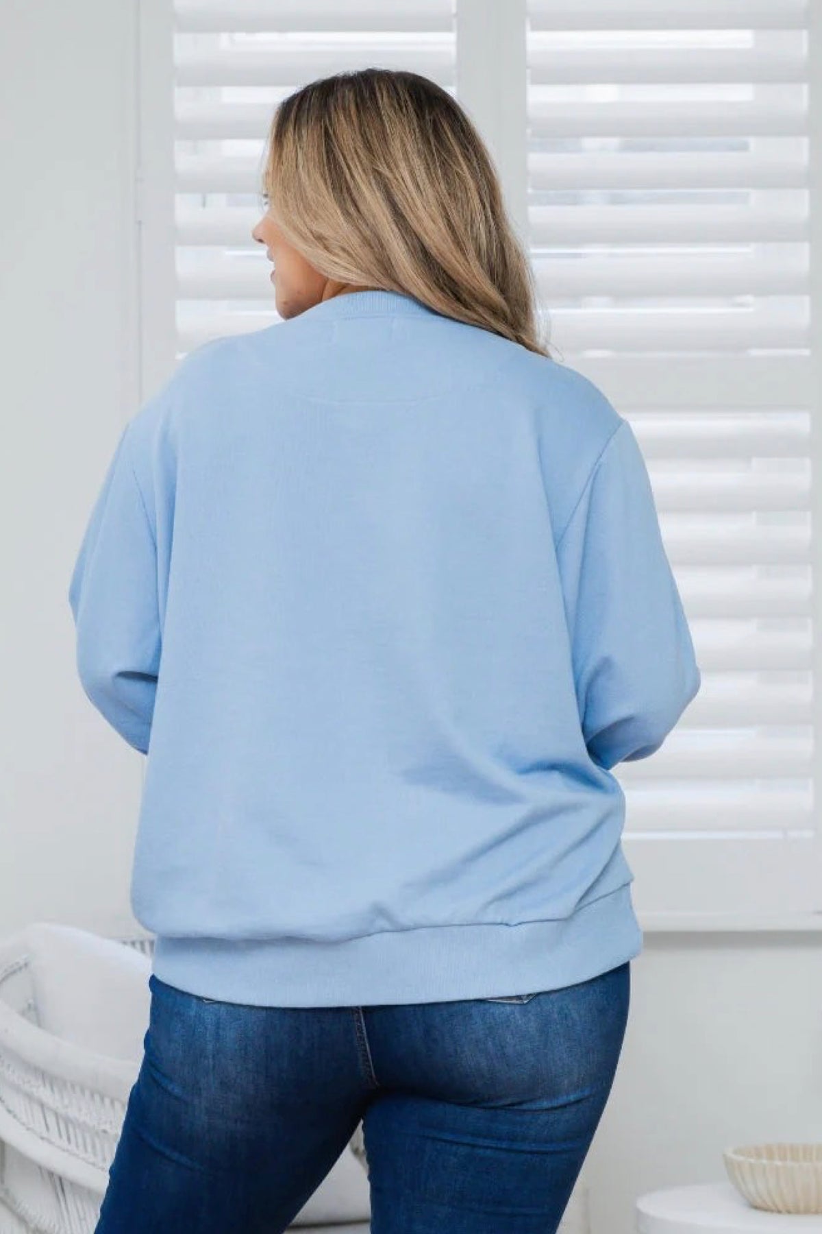 Sequin Cotton Sweater Sky