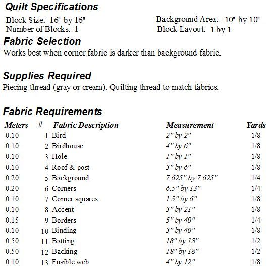 June Birdhouse Quilt Pattern