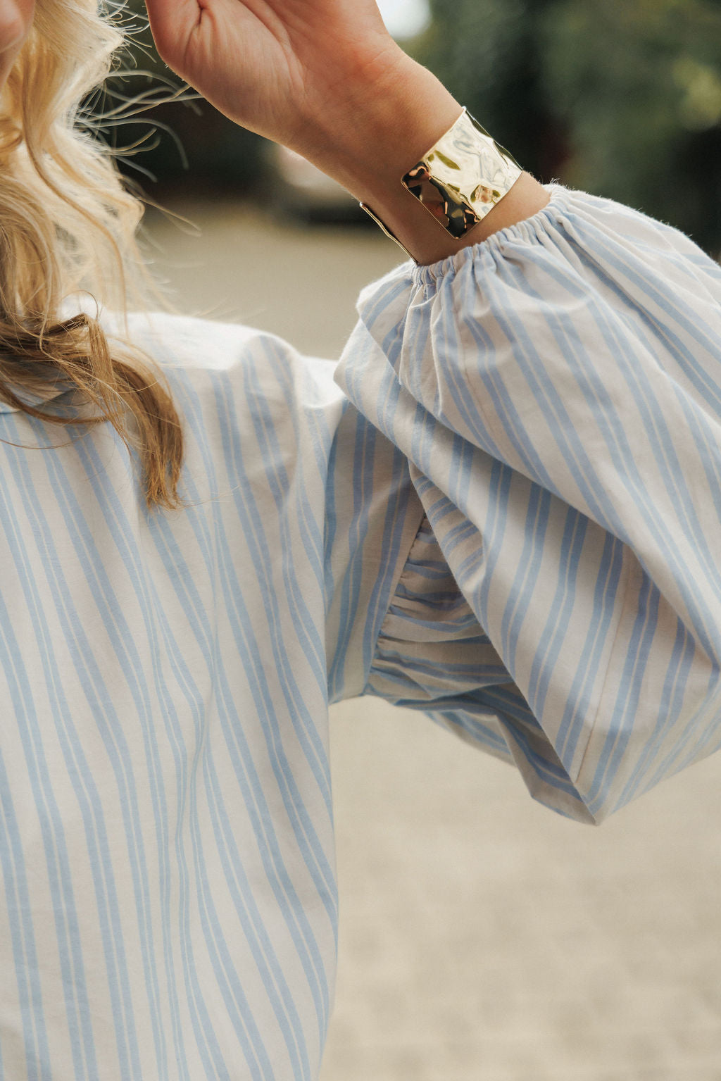 Stevie Shirt Powder Blue Stripes - PREORDER DELIVERY EARLY FEB