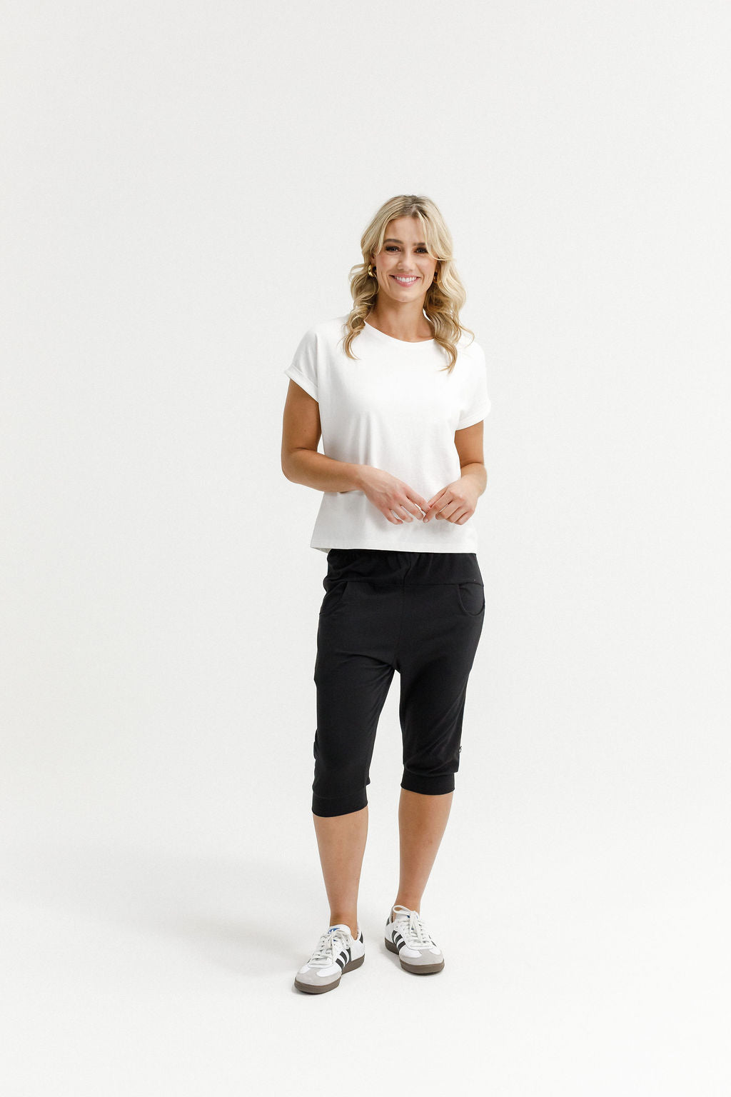 3/4 Apartment Pants Black With Sapphire Ivory X - PREORDER DELIVERY EARLY FEB