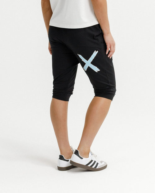 3/4 Apartment Pants Black With Sapphire Ivory X