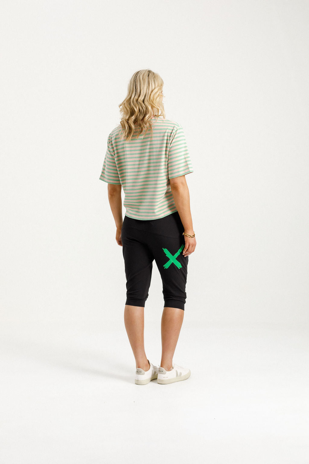 3/4 Apartment Pants Black With Kelly Green X - PREORDER DELIVERY EARLY OCT