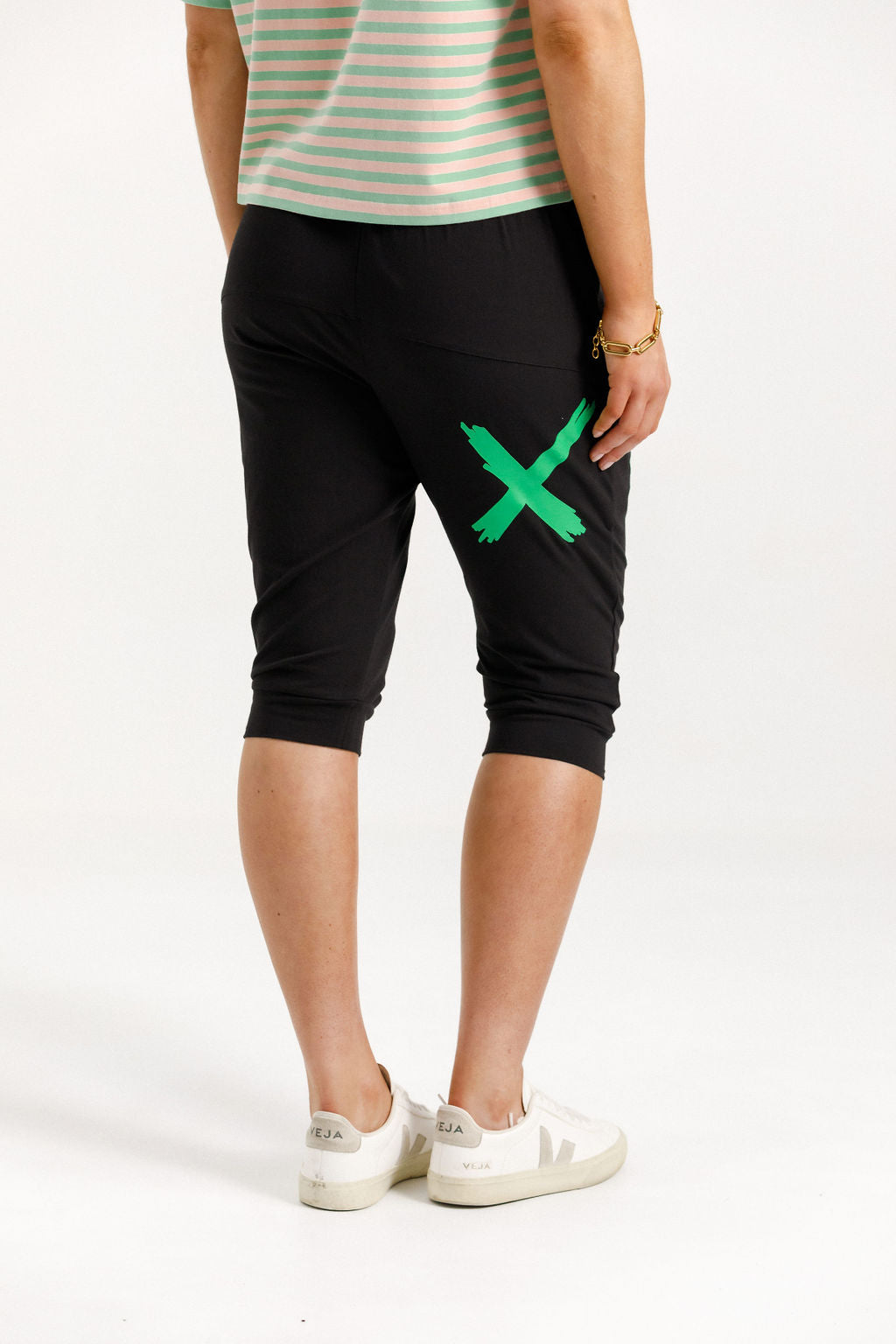 3/4 Apartment Pants Black With Kelly Green X - PREORDER DELIVERY EARLY OCT