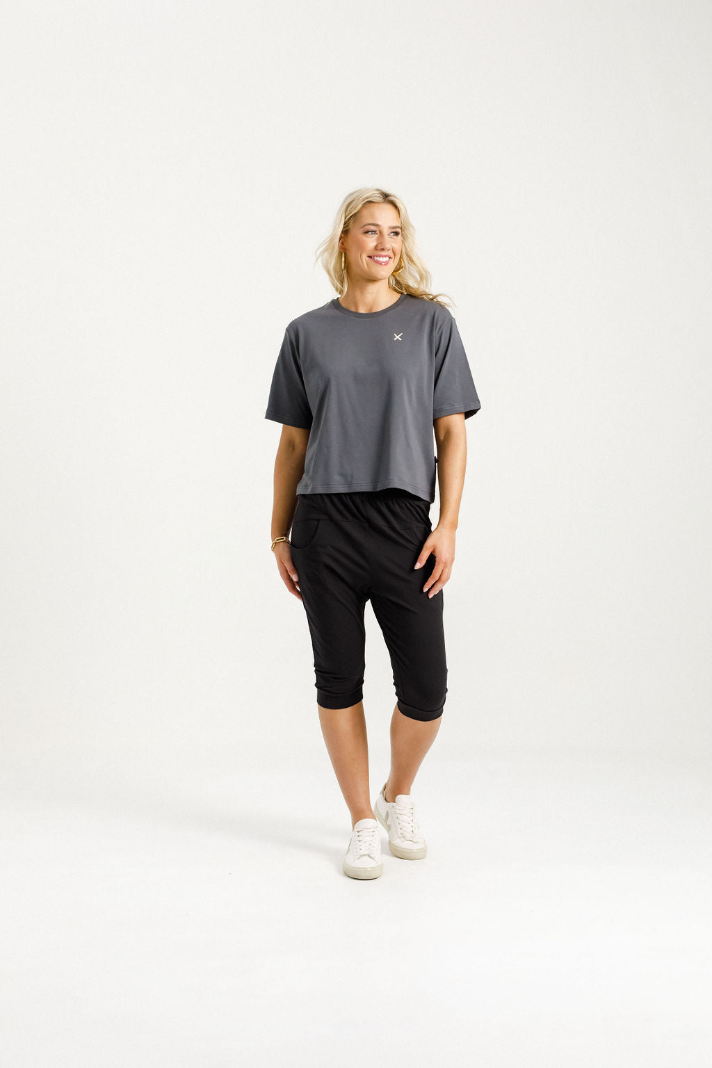 3/4 Apartment Pants Black With Blossom Daisy X