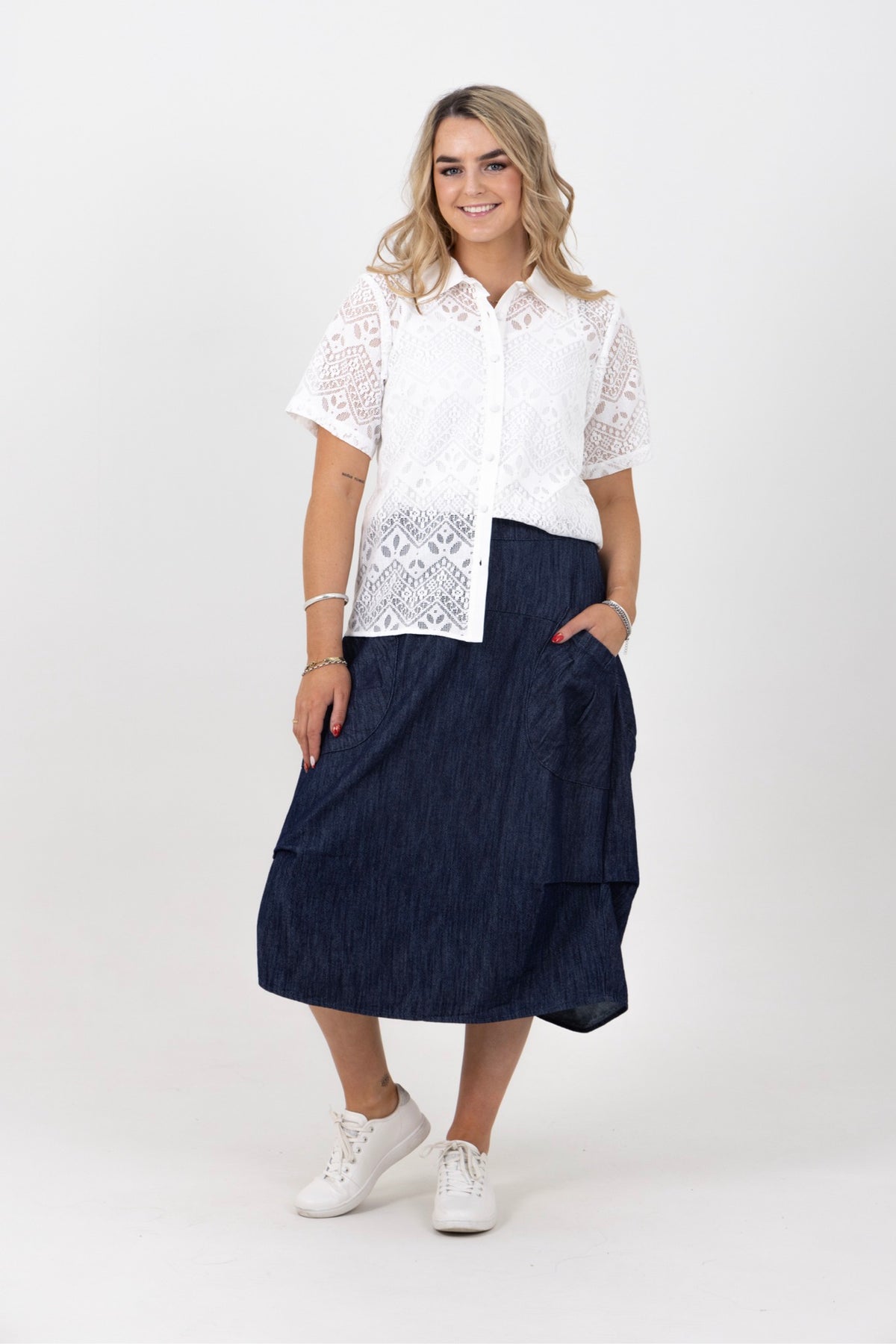 Milwaukee Classic Skirt Dark Wash In Denim - PREORDER DELIVERY END MARCH