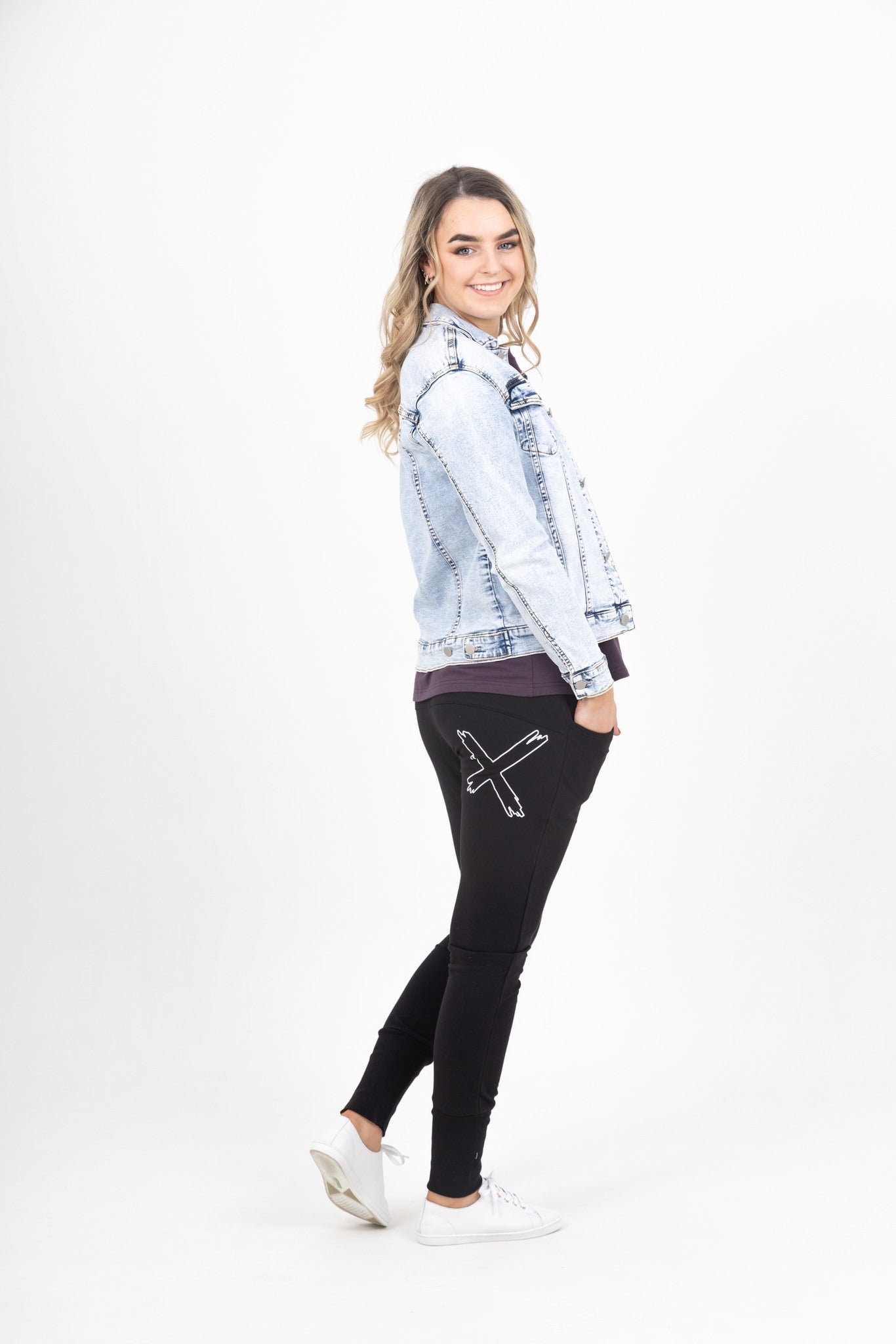 Apartment Pants Winter Weight Black With White X Outline
