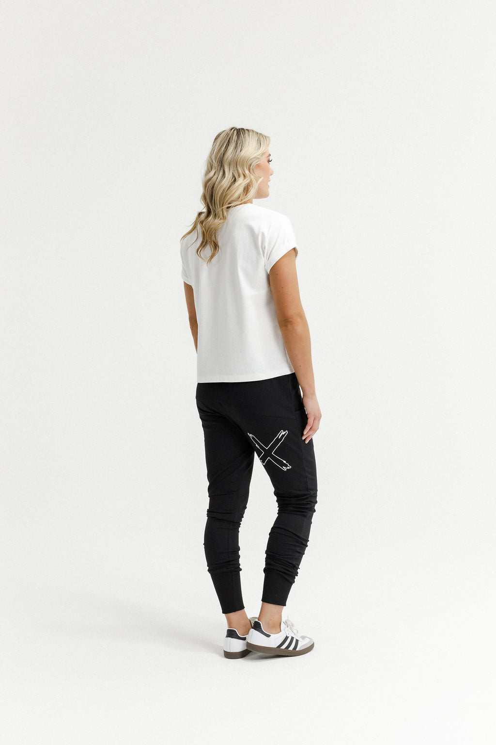 Apartment Pants Winter Weight Black With White X Outline
