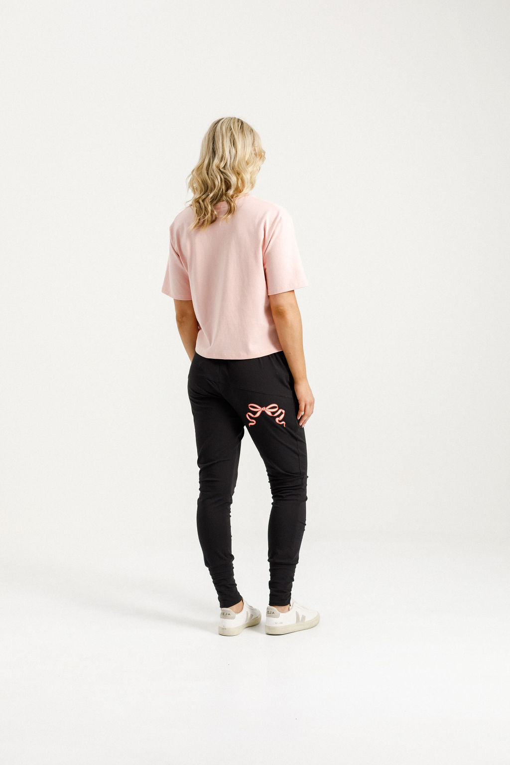 Apartment Pants Black with Blossom Berry Bow- PREORDER DELIVERY END AUGUST
