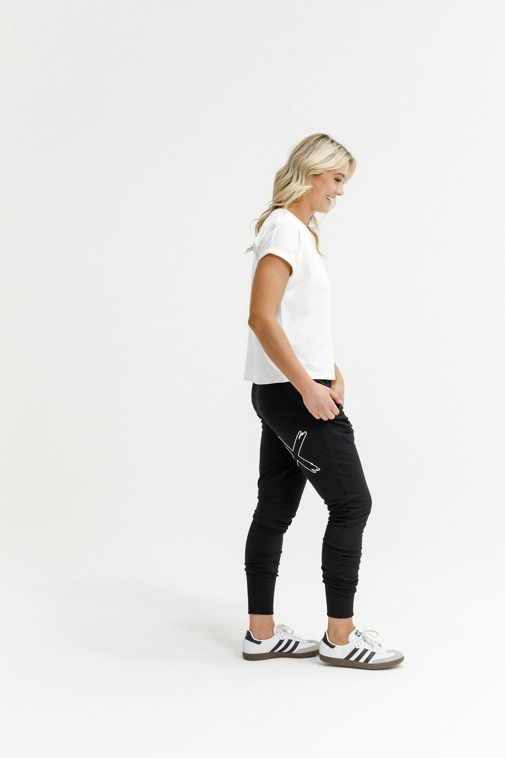 Apartment Pants Winter Weight Black With White X Outline
