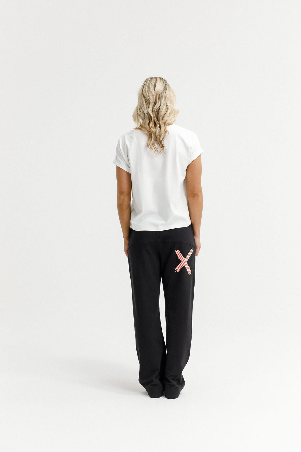 Avenue Pants Black With Coral Stripe X
