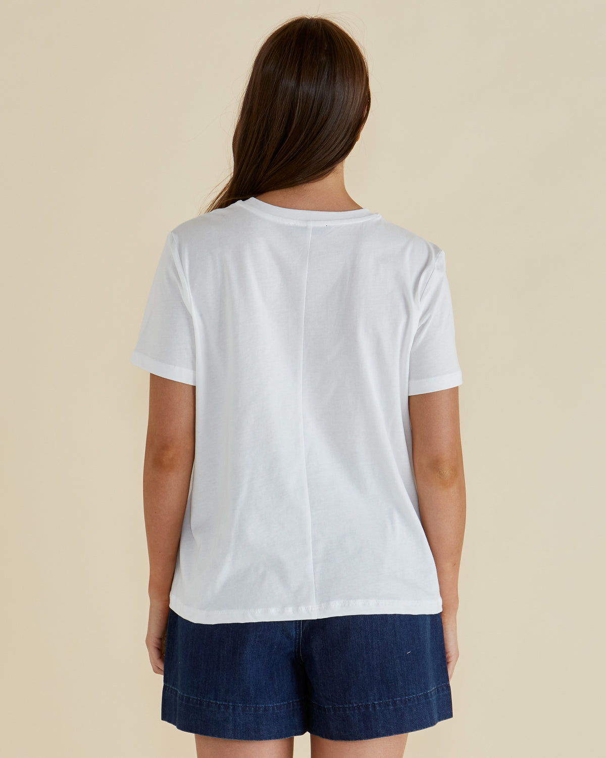 Ellia Crew Tee Paradise Beach Print  White
