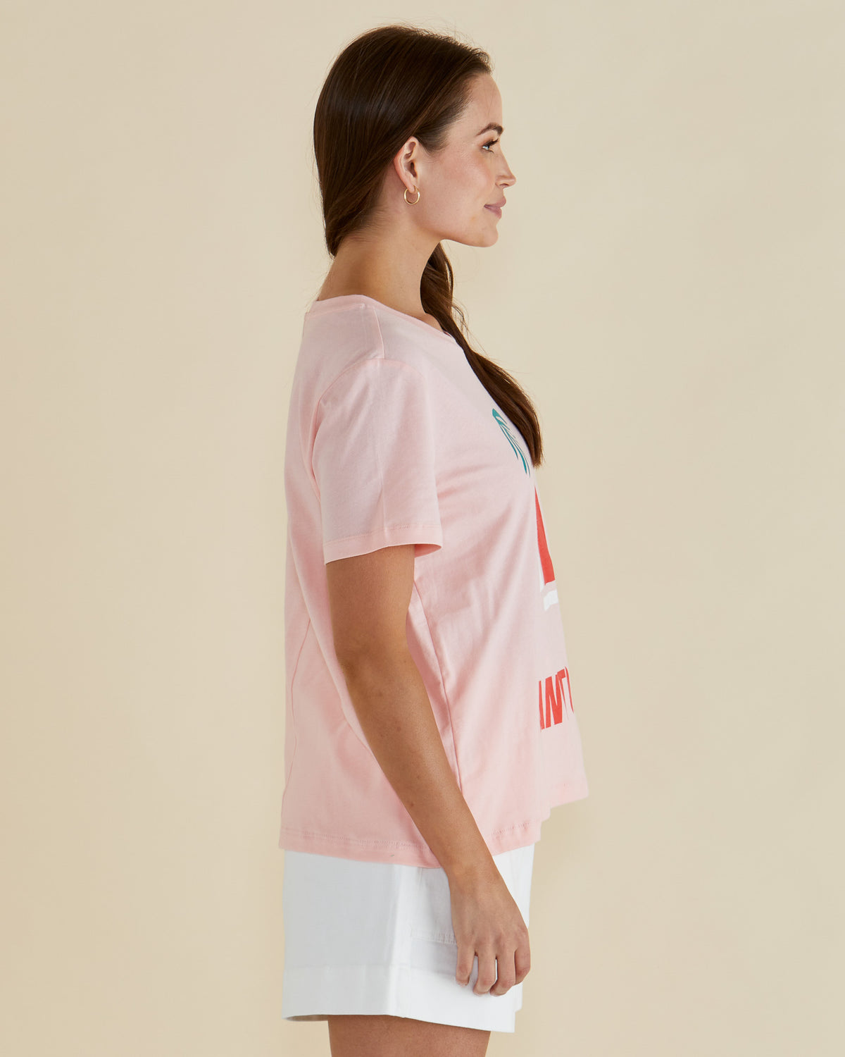 Ellia Crew Tee Santorini Print Pink