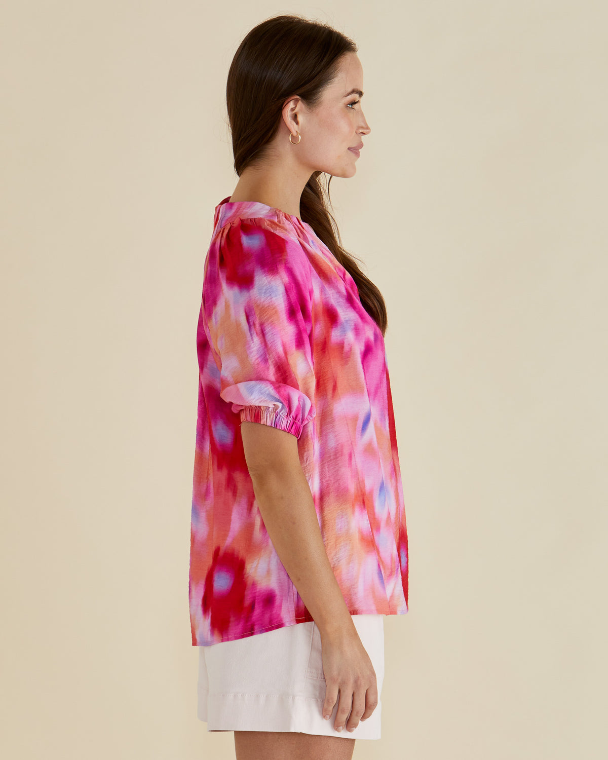 Joanne Blouse Floral Abstract Print Pink