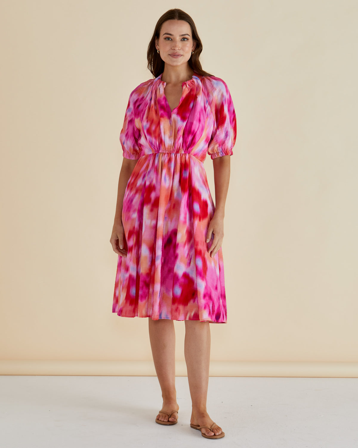 Emery Dress Floral Abstract Print  Pink