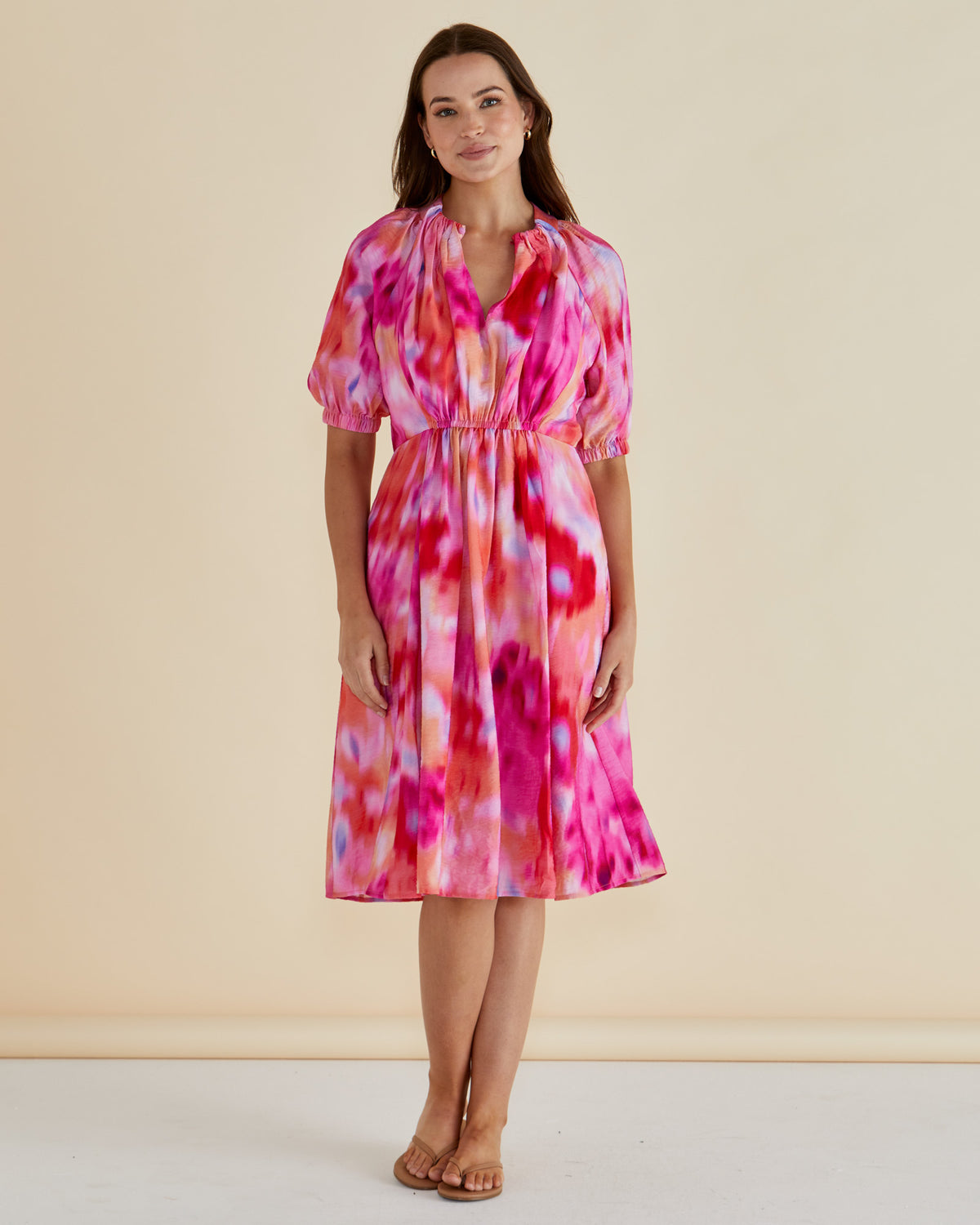 Emery Dress Floral Abstract Print  Pink