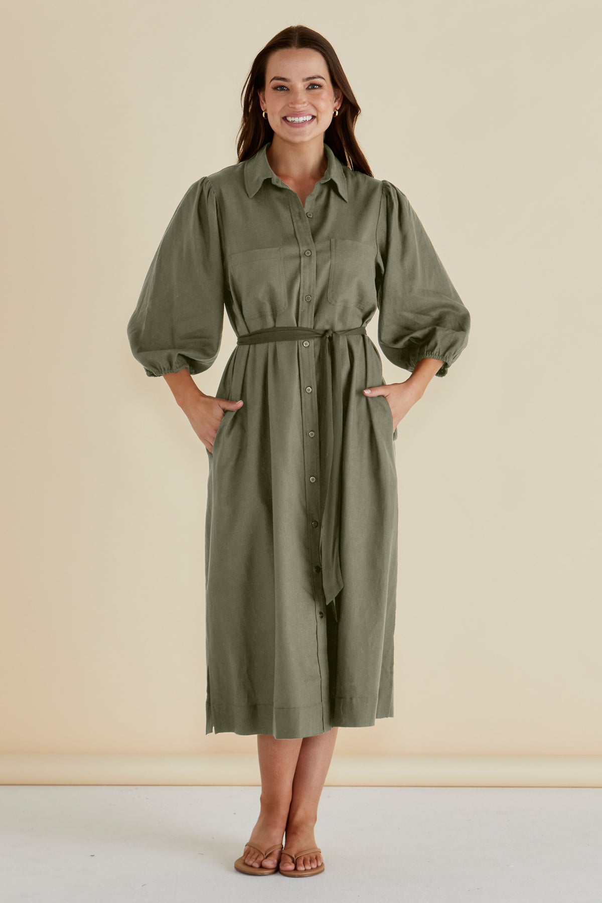 Angelina Dress Olive Green