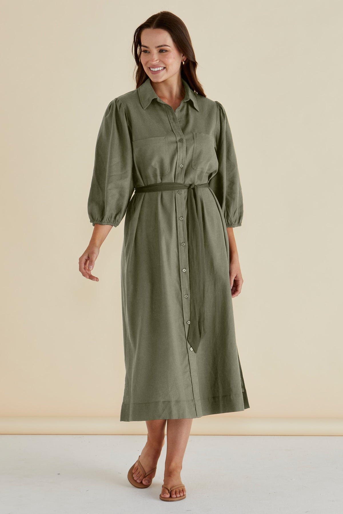 Angelina Dress Olive Green