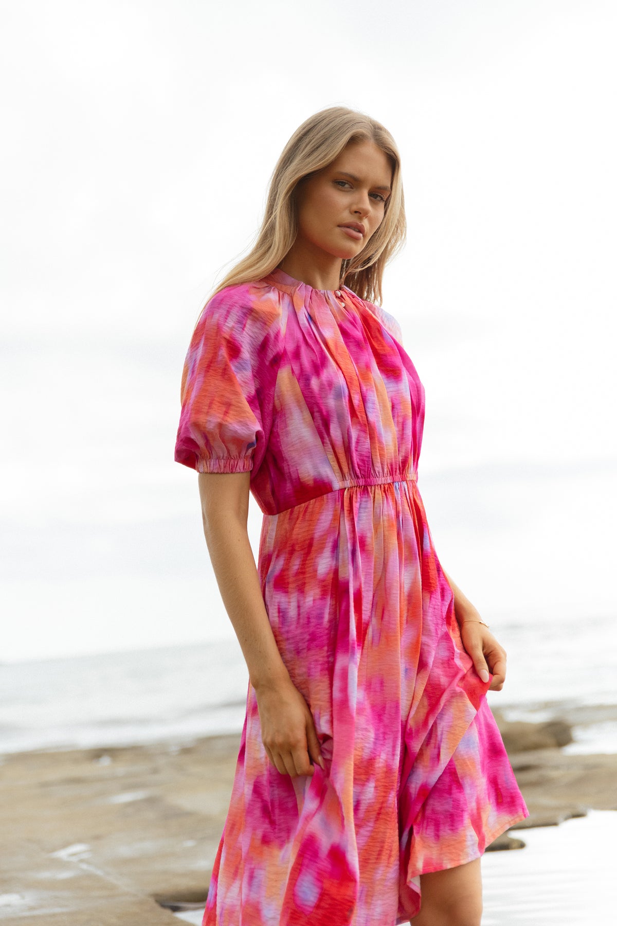 Emery Dress Floral Abstract Print  Pink