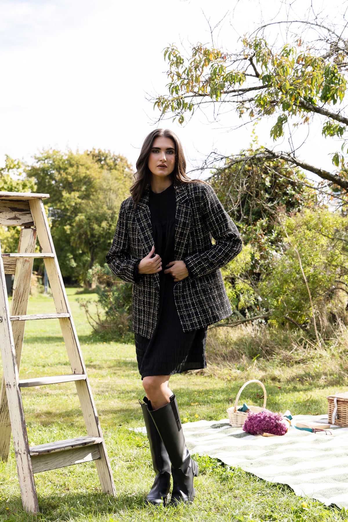 Dylan Blazer Black Gold Lurex Check