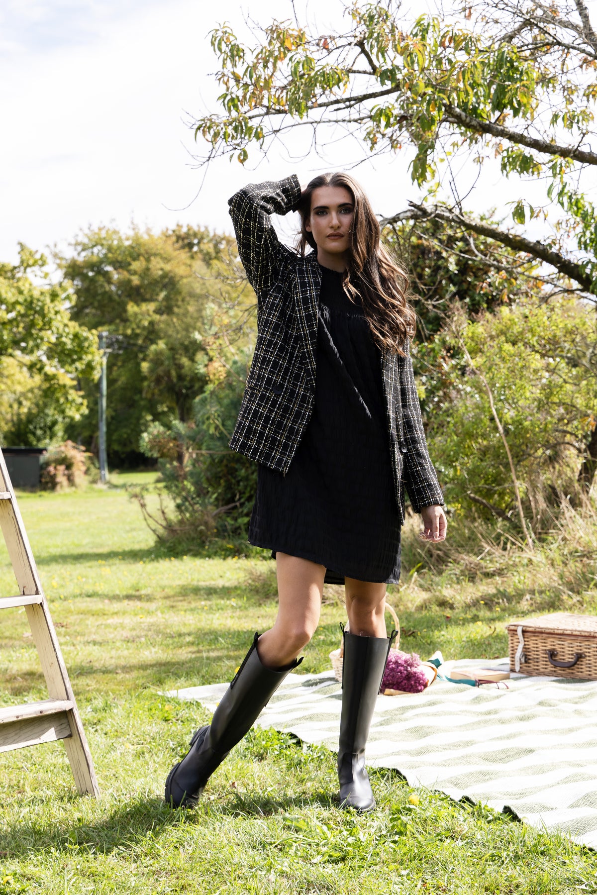 Dylan Blazer Black Gold Lurex Check
