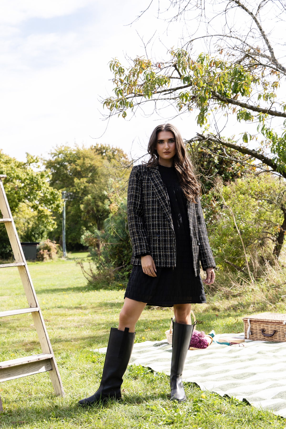 Dylan Blazer Black Gold Lurex Check