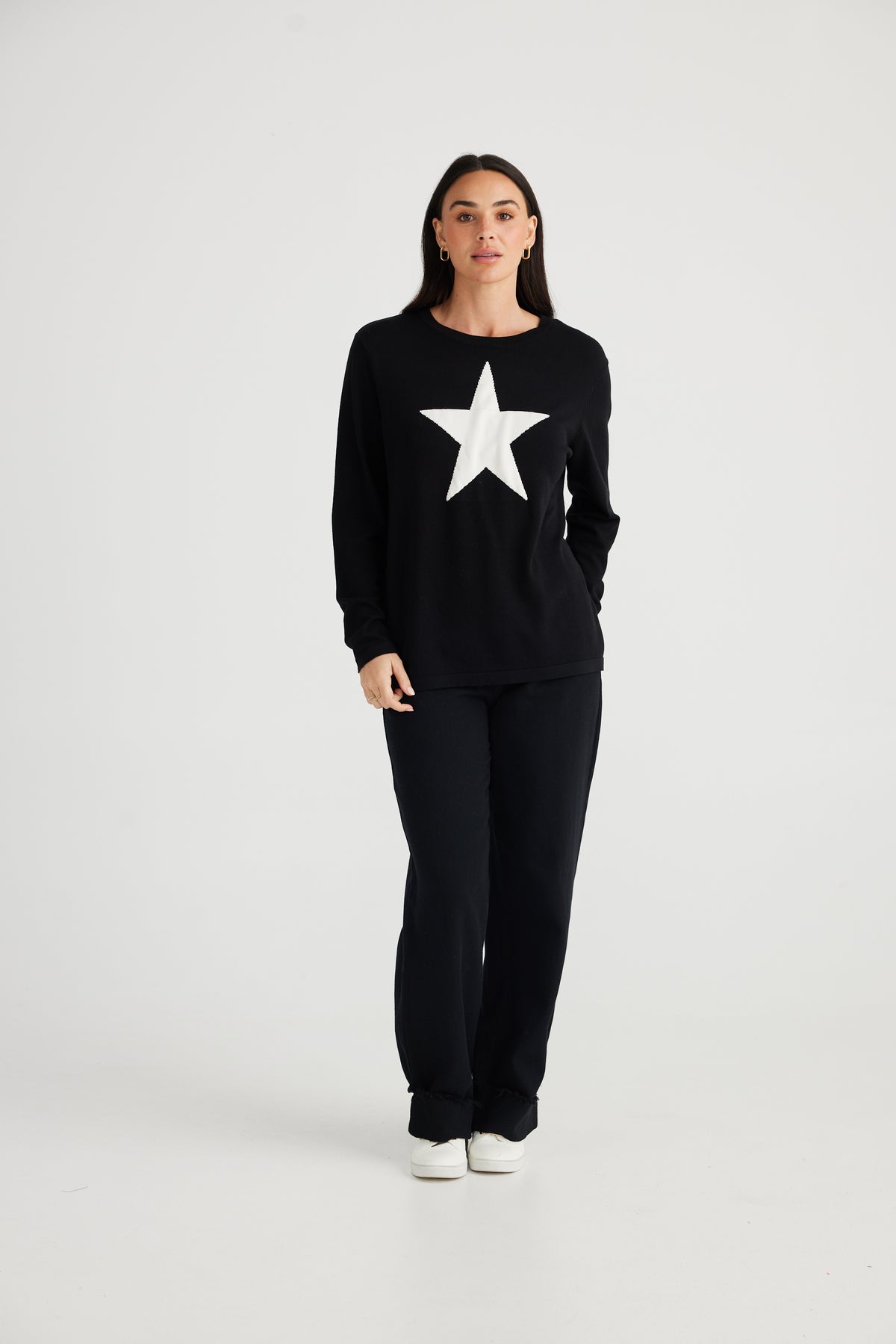 Petra Star Knit Black With White