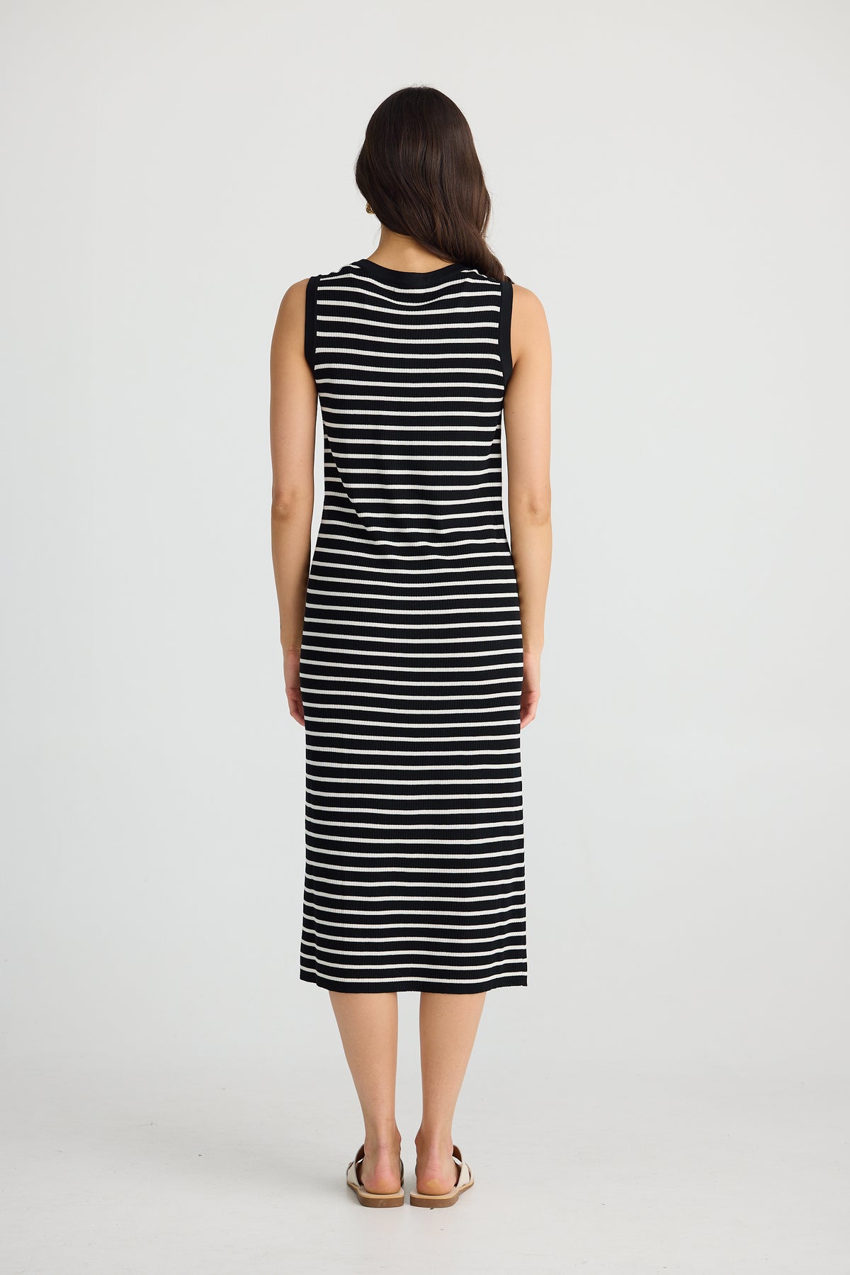 Squad Dress Black With Ecru Stripe