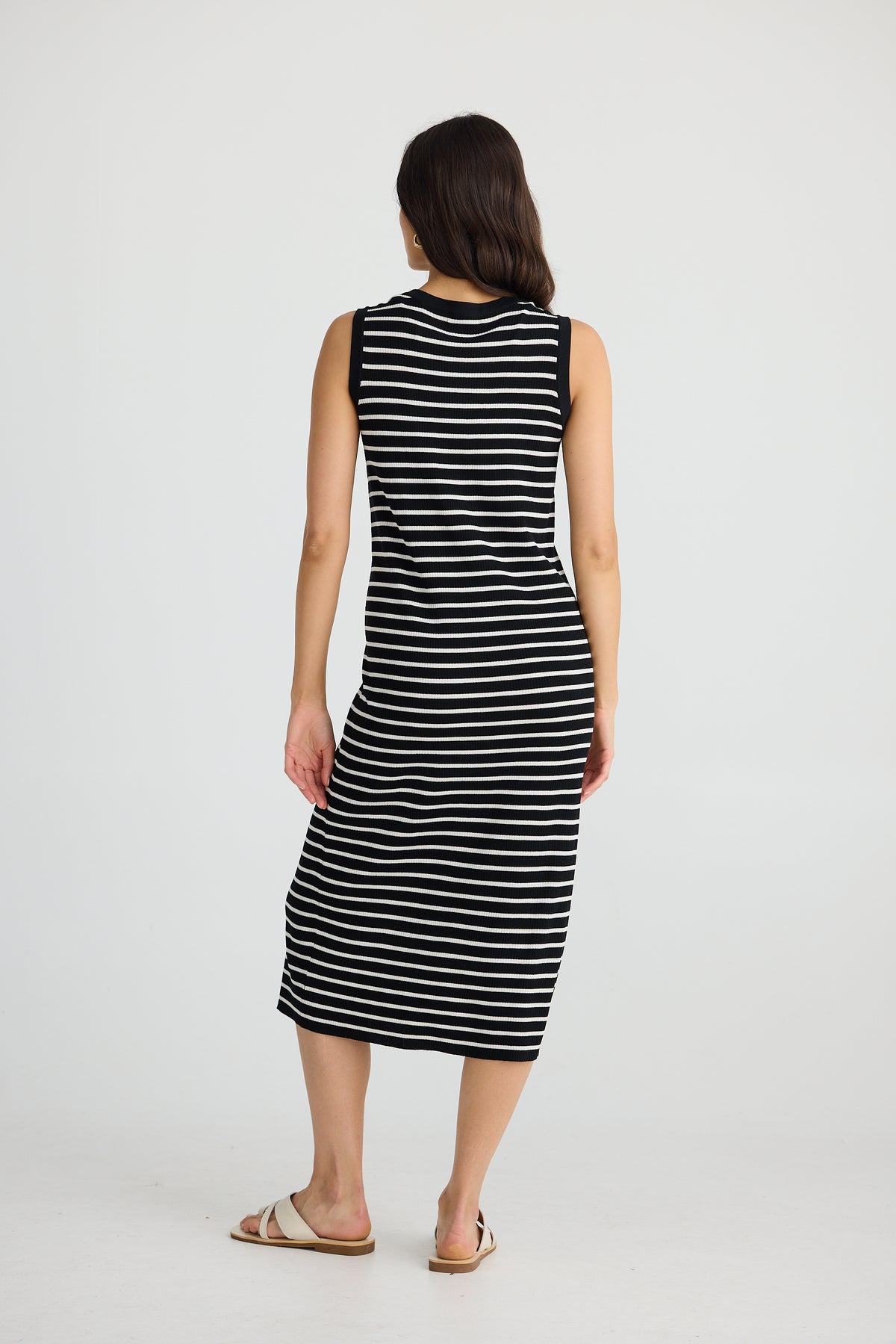 Squad Dress Black With Ecru Stripe