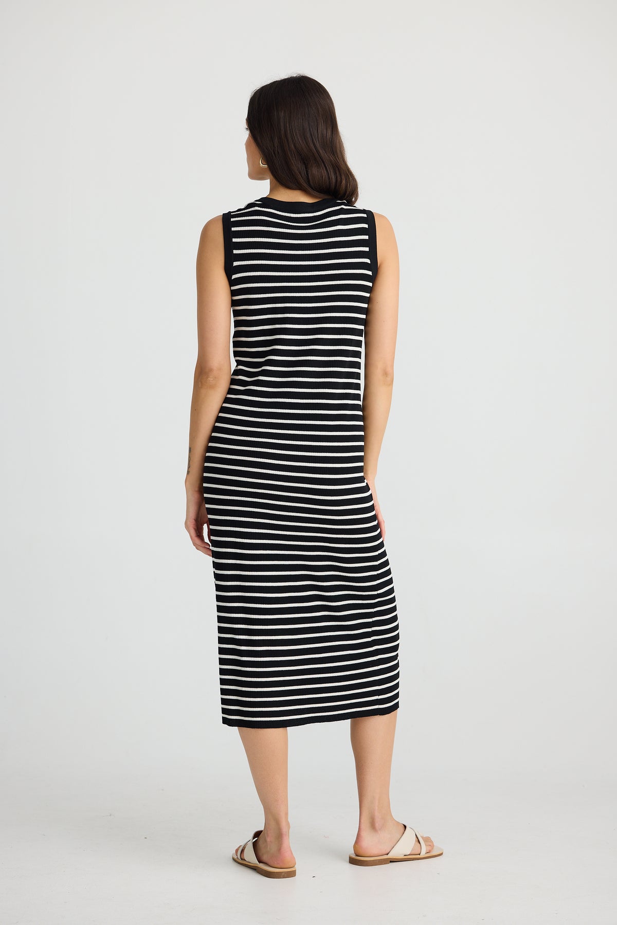 Squad Dress Black With Ecru Stripe