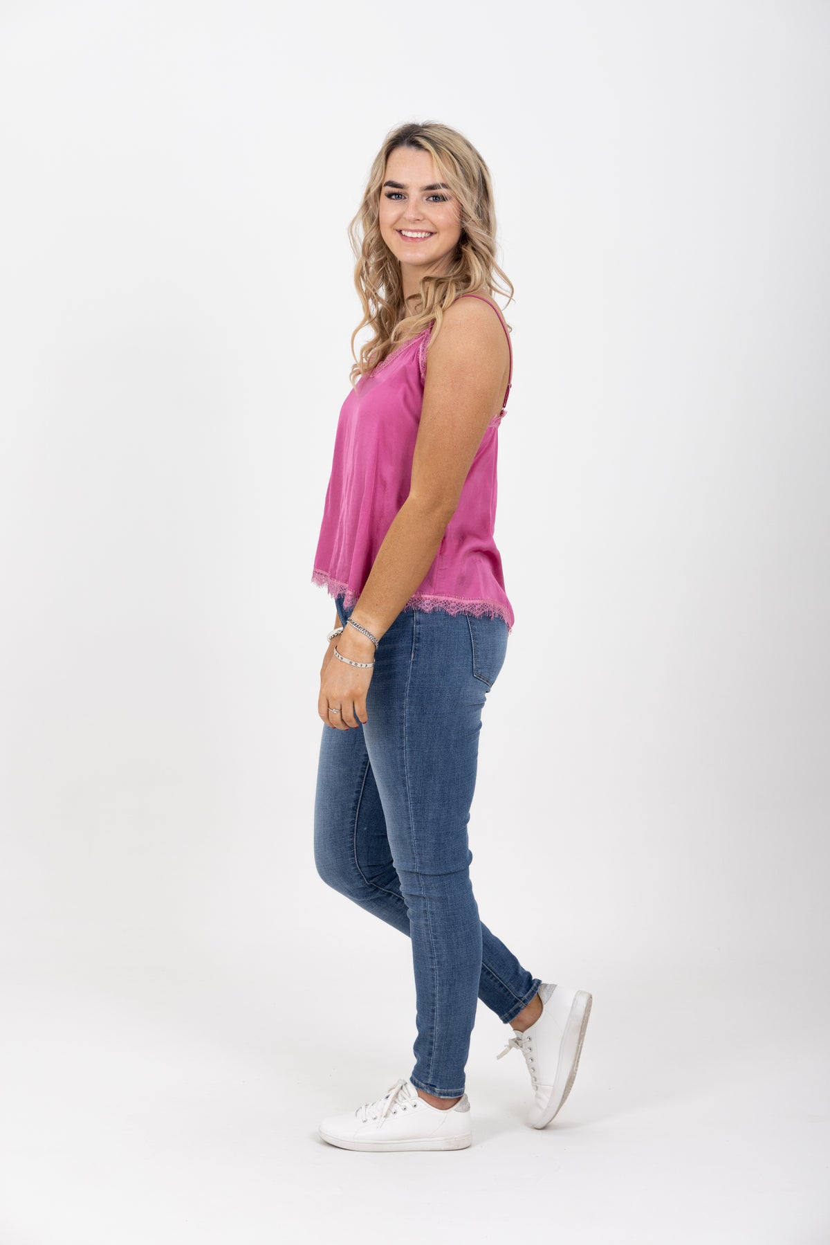 Cami With Lace Trim Raspberry