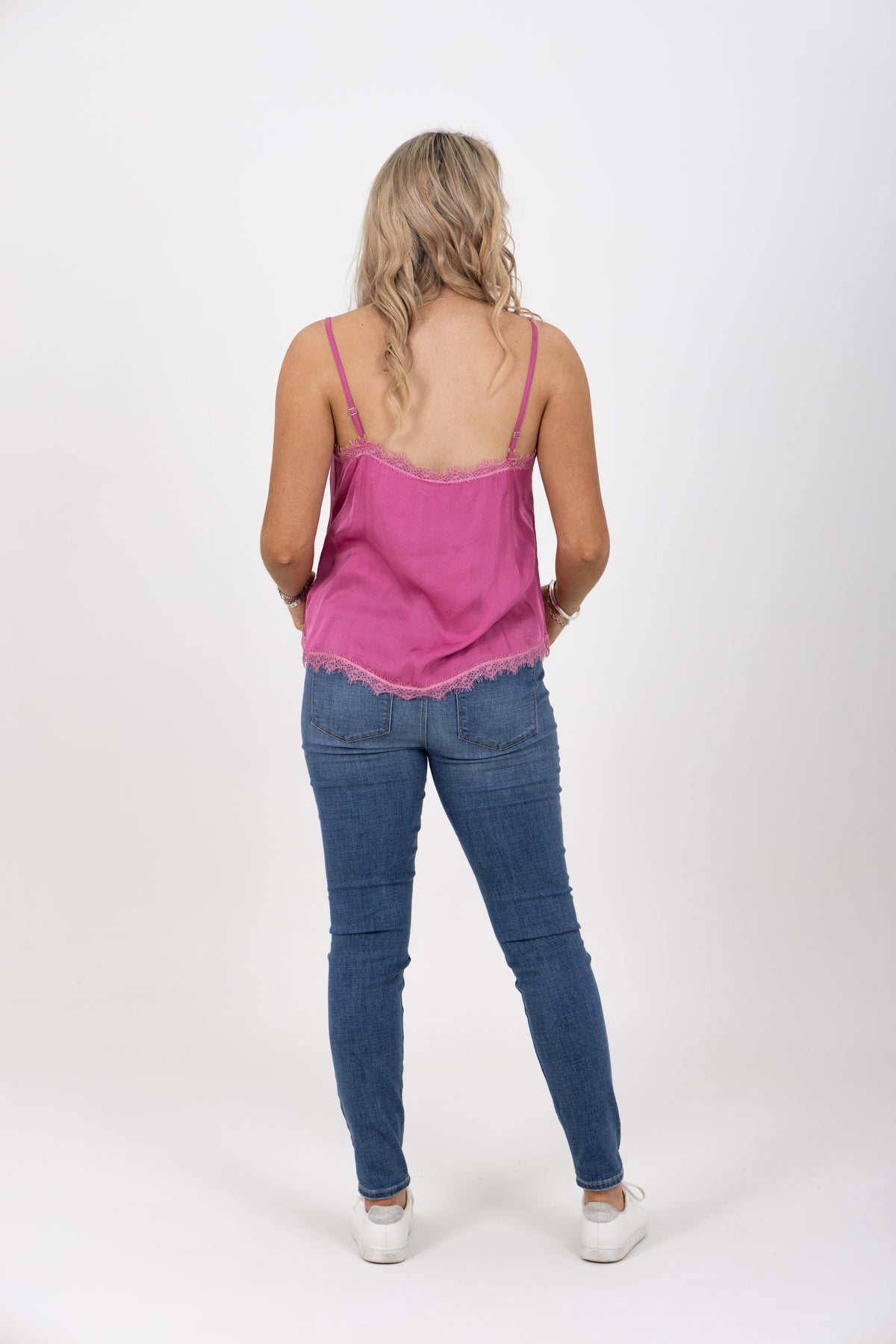 Cami With Lace Trim Raspberry