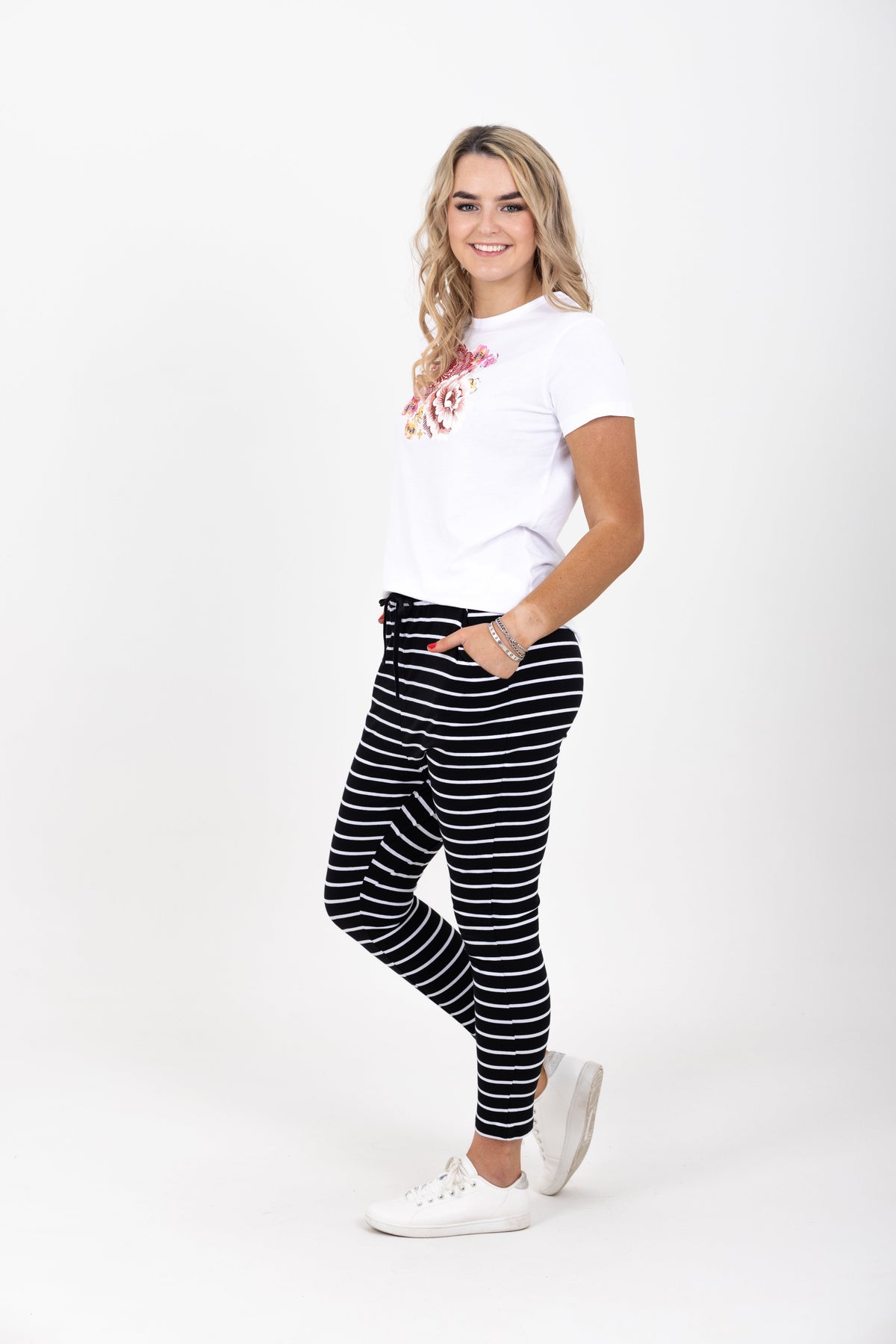 Jade Pants Black/White Stripe