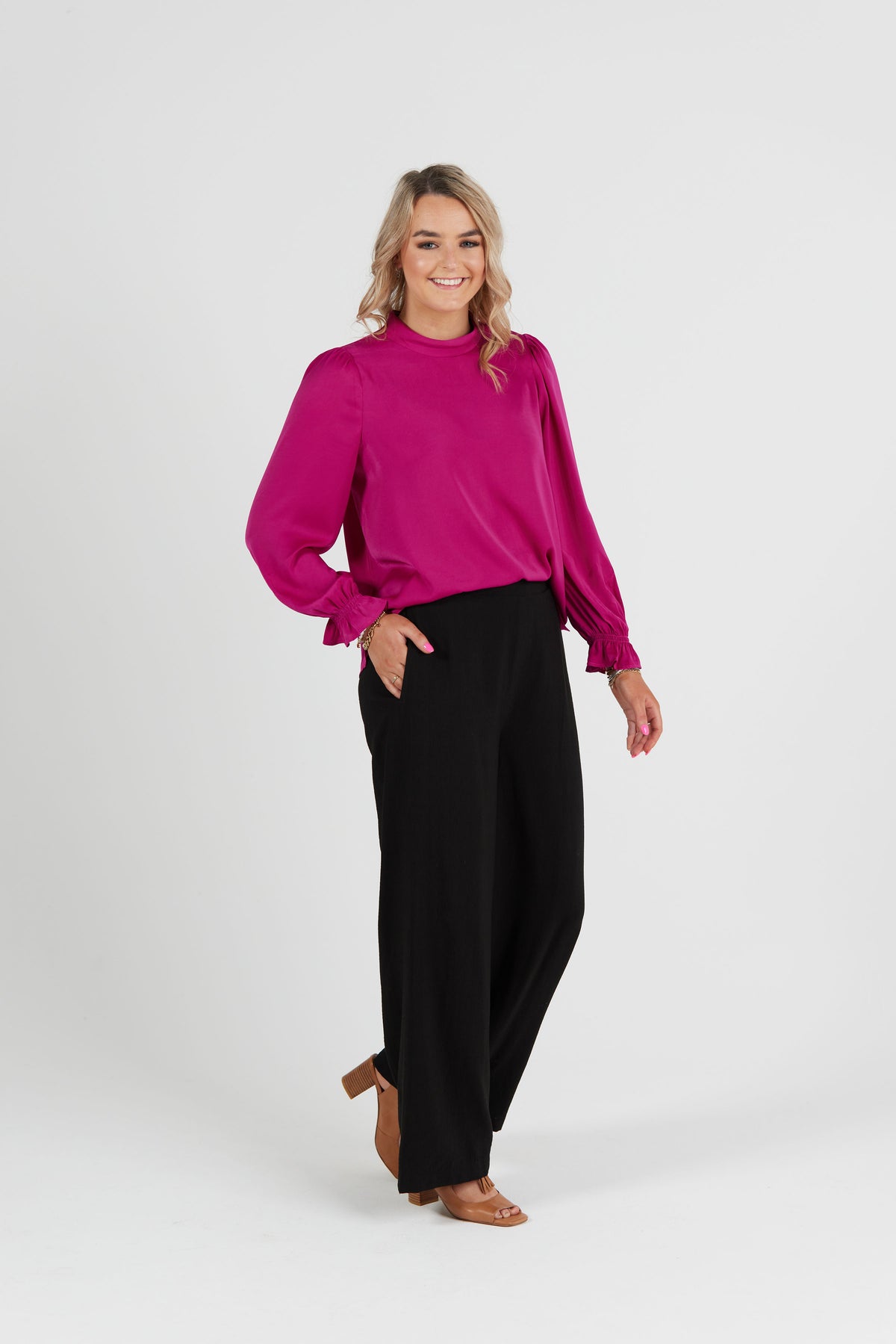 Importance Top Magenta Washer Satin - EXCLUSIVE TO MINT BOUTIQUE
