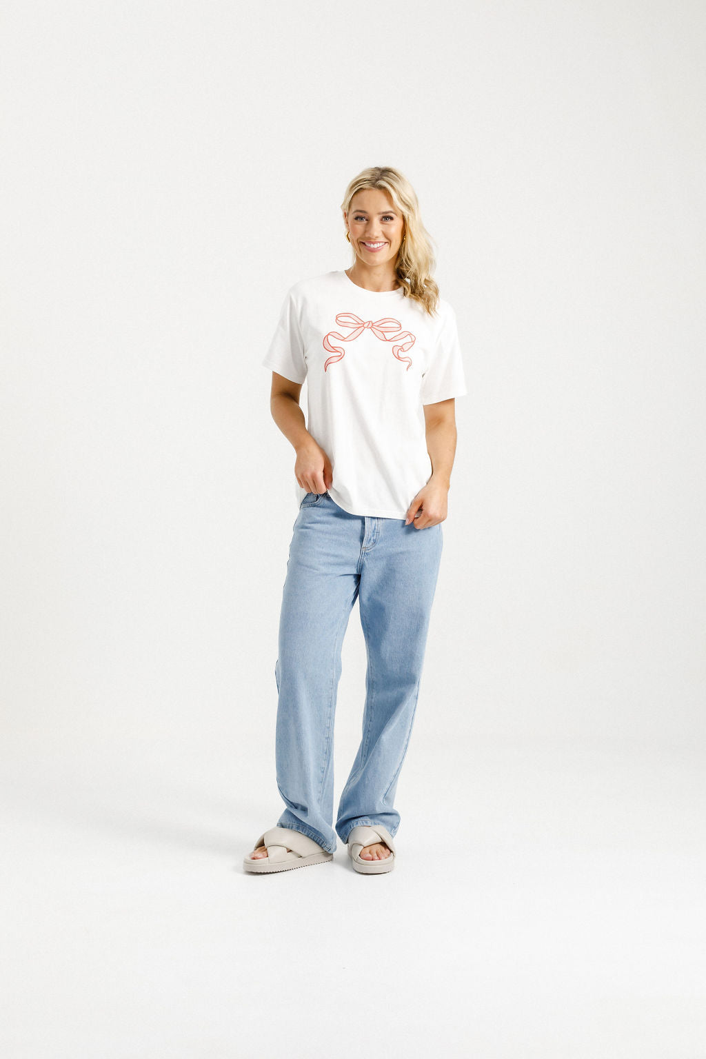 Chris Tee White with Blossom Berry Bow- PREORDER DELIVERY END AUGUST