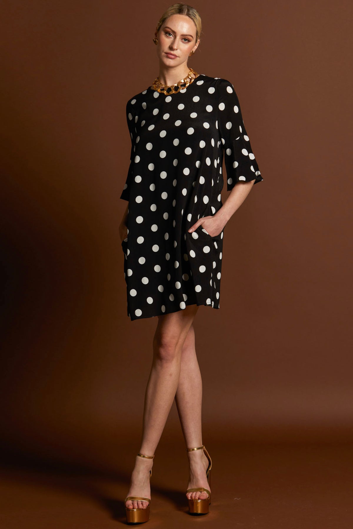 Superstition Frill Sleeve Mini Dress Black Polka Dot