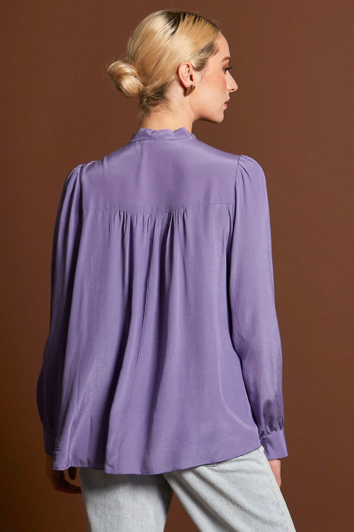 Everywhere Neck Tie Blouse Cornflower