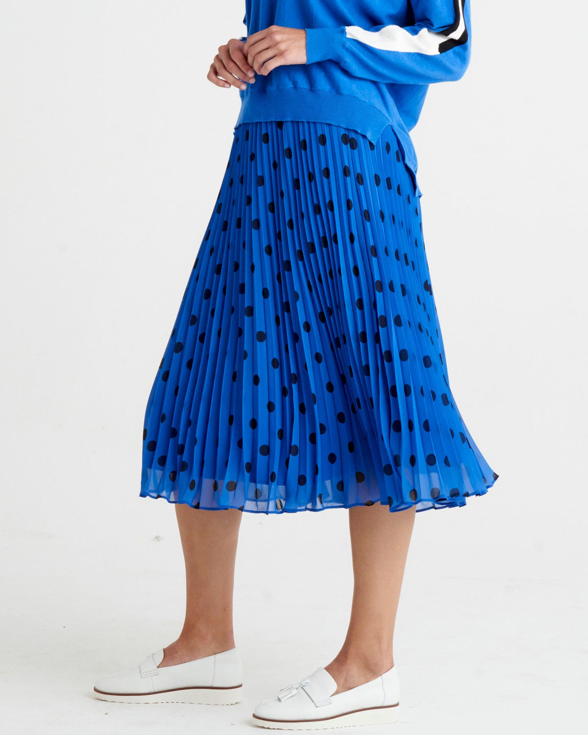 Chanel Pleated Skirt Bluebell Spots