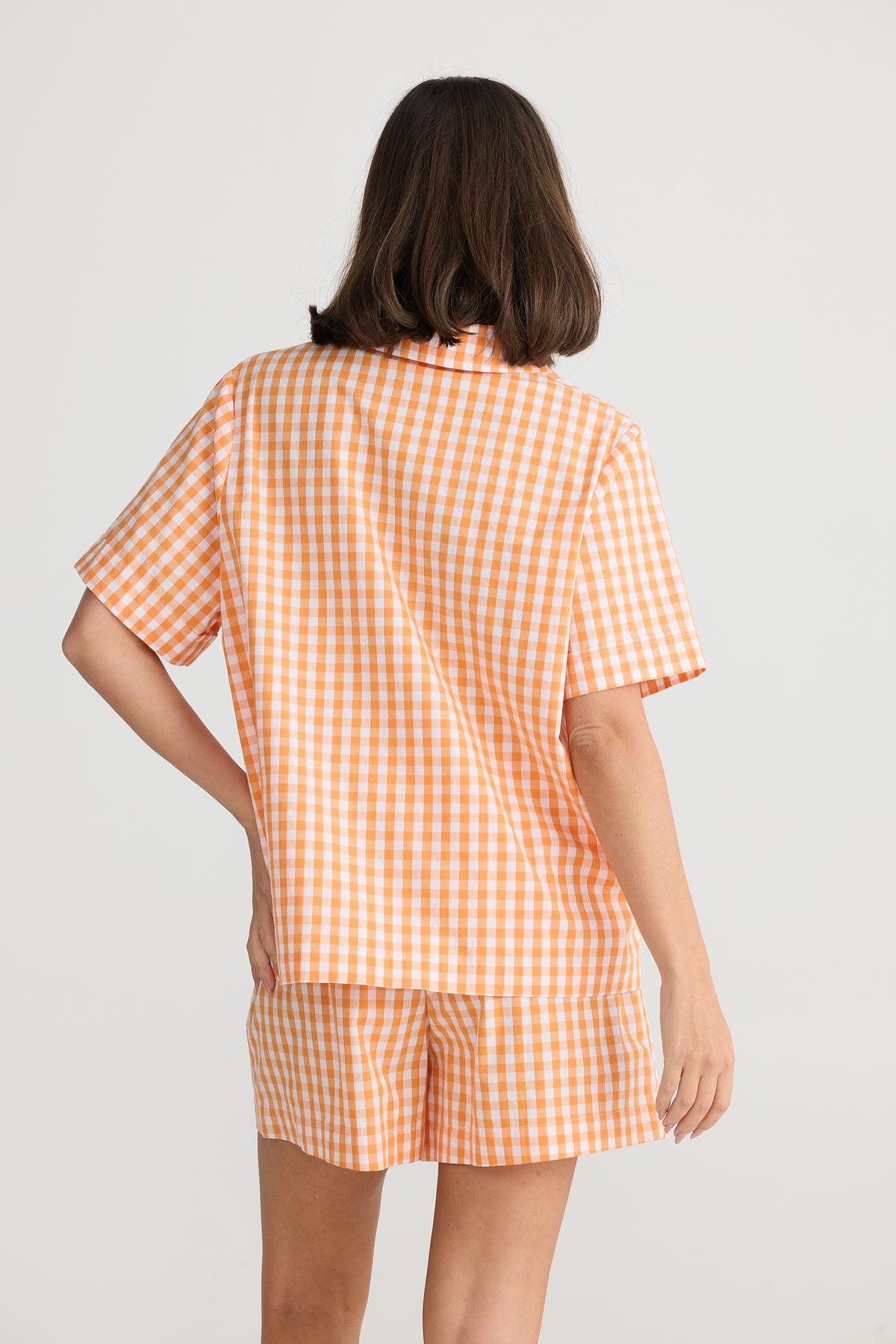 Stay In Bed Pyjama Set Orange Check
