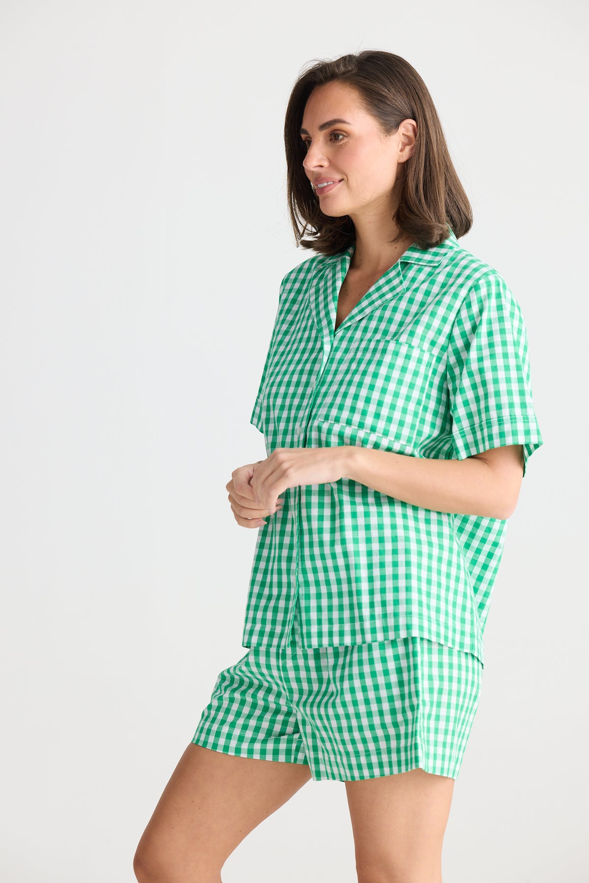 Stay In Bed Pyjama Set Green Check
