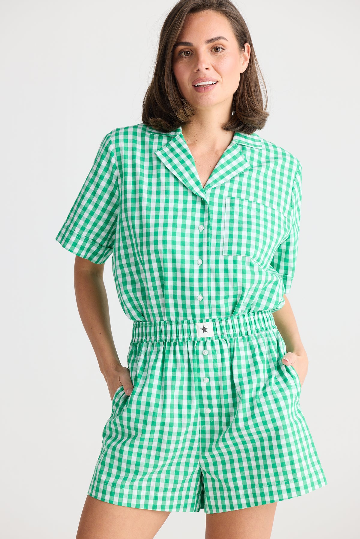 Stay In Bed Pyjama Set Green Check