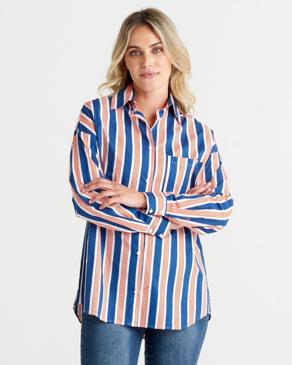 Saskia Shirt Blue White Stripes