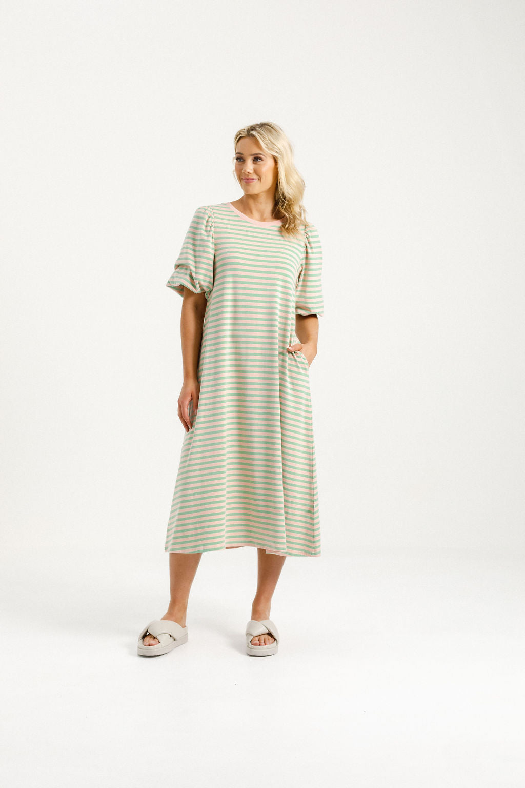 Ivy Midi Dress Candy Apple Stripe - PREORDER DELIVERY EARLY OCT