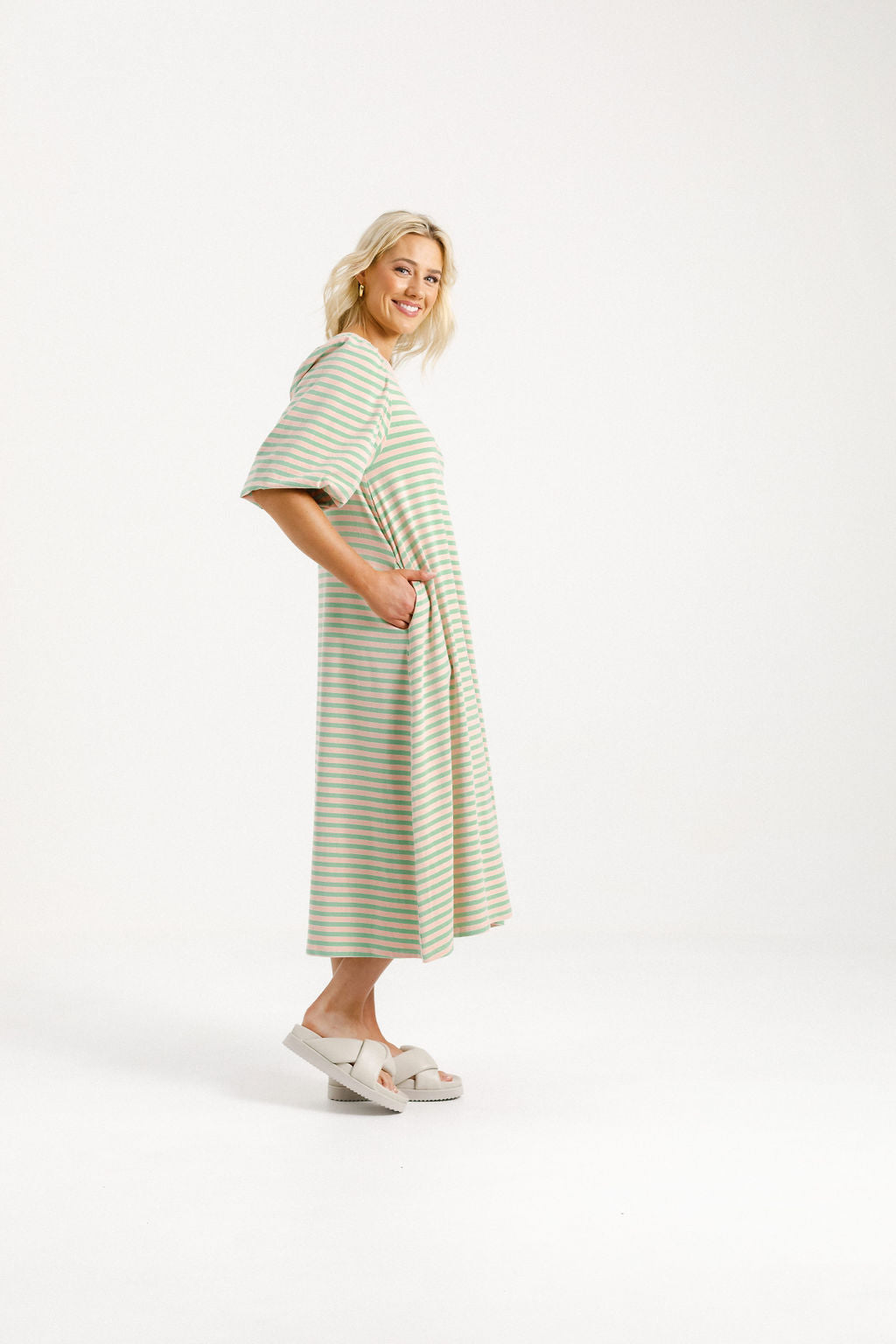 Ivy Midi Dress Candy Apple Stripe - PREORDER DELIVERY EARLY OCT