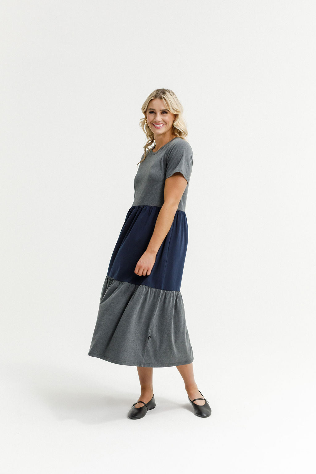 Kaitlin Dress Charcoal And Navy