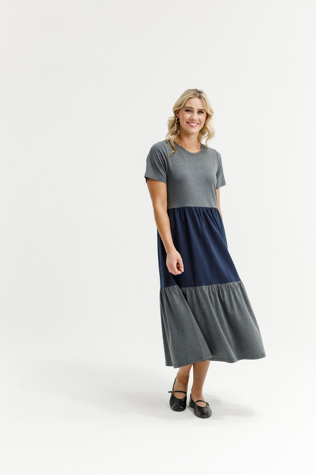 Kaitlin Dress Charcoal And Navy