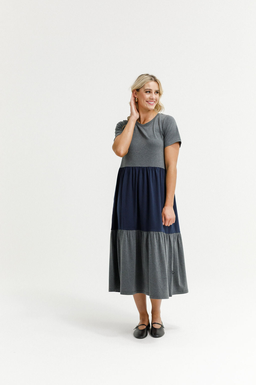 Kaitlin Dress Charcoal And Navy