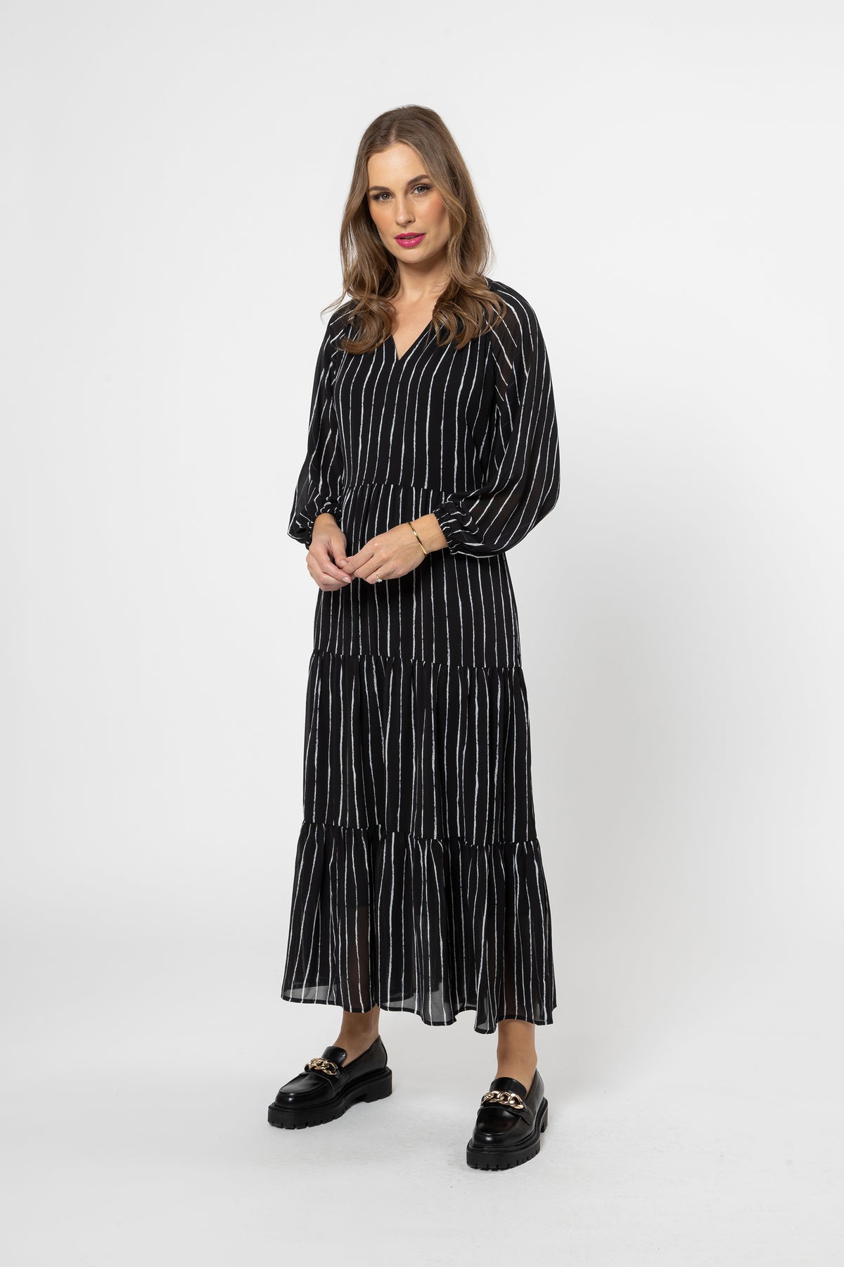 Willow Maxi Dress Sheer Stripe